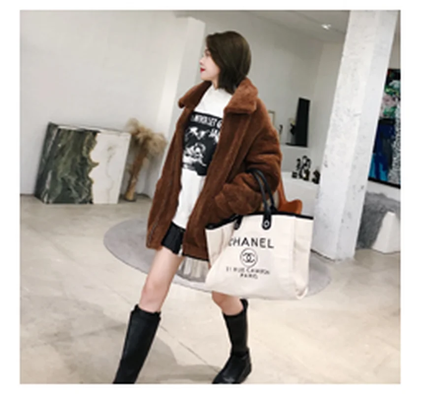 New 2018 Laine face Femmes Fourrure De Parka Épais Hiver Double Casual Survêtement Veste Court Naturel Réel Marque 1 Mode Parkas Manteau FdqdwB
