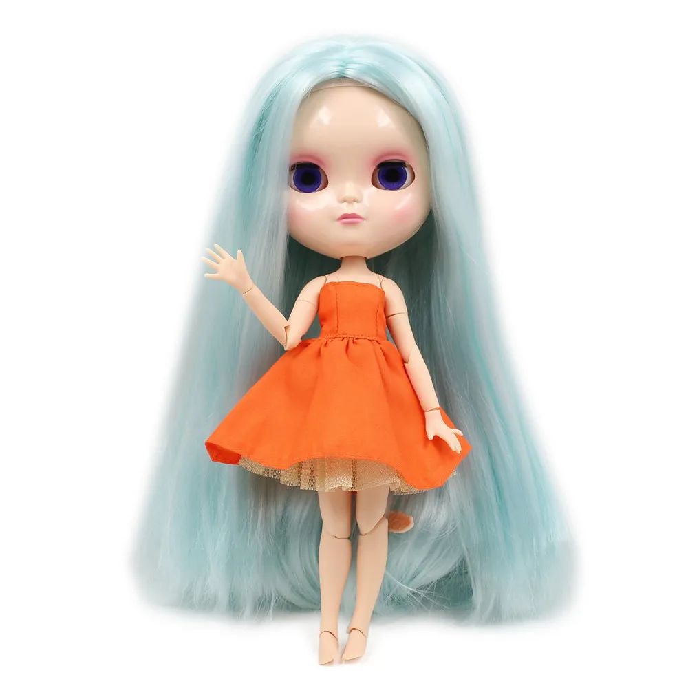 

icy doll with joint body centra parting with makeup 260BLK6909 long pale blue hair natural skin 1/6 30cm