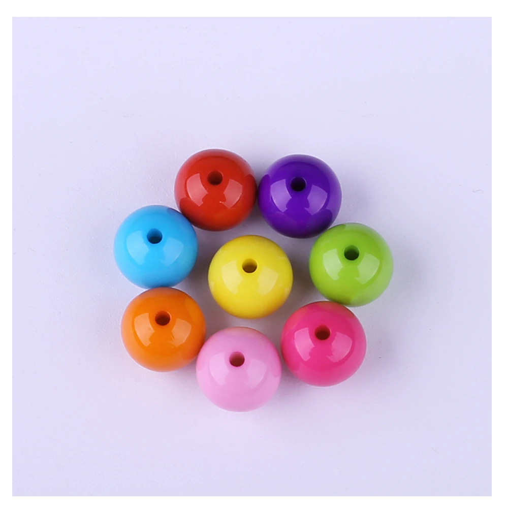 Mixed Solid Color Large Round Straight Hole Acrylic Beaded Handmade