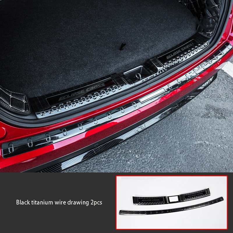 black titanium Задняя защита багажника Декоративная полоса задняя дверь украшение яркая полоса автомобильные аксессуары для Mitsubishi ECLIPSE CROSS - Цвет: black titanium