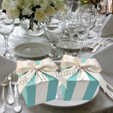 50 шт. квадратные конфеты синего цвета с/без атласной ленты|wedding favor box|box shippingbox wedding