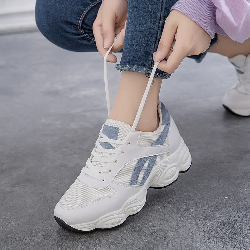 

Spring Chunky Sneakers Womens Sneakers 2019 Leather White Running Platform Shoes Woman Baskets Trainers tenis feminino 8159