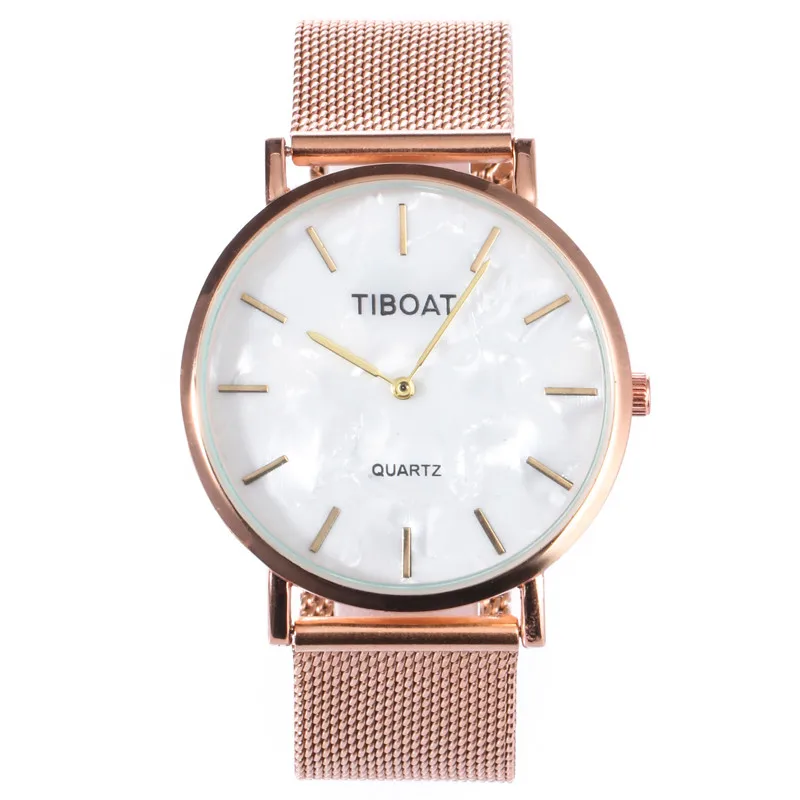 TIBOAT, супер тонкие, серебристые, сетчатые, нержавеющая сталь, часы для женщин, лучший бренд, Роскошные, повседневные часы, женские наручные часы, Relogio Feminino - Цвет: Rose gold Gold