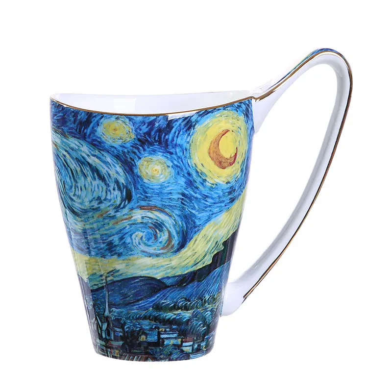 Billig Bone China Van Gogh Berühmte Gemälde Kunst Becher Großen Kapazität Sämann Sonnenblumen Kaffee Cafe Home Office Literatur Keramik Tasse