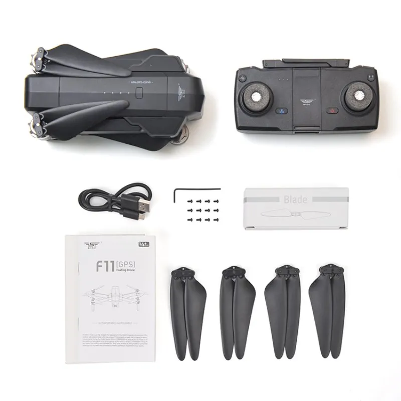 Складной бесщеточный Радиоуправляемый квадрокоптер SJRC F11 GPS Wi Fi FPV 1080P