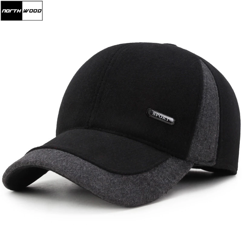 

[NORTHWOOD] High Quality Winter Cap With Earflaps Mens Baseball Cap Warm Snapback Fitted Caps Gorras Para Hombre Dad Hat