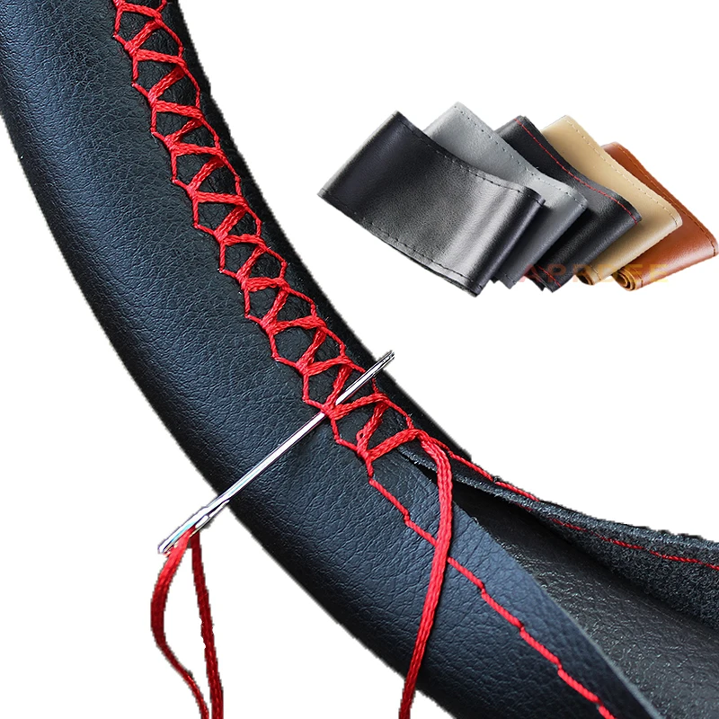 New wear-resistant Car Steering Wheel Covers Leather Braid on the Steering Wheel Cover of Car universal Interior Accessories New wear-resistant Car Steering Wheel Covers Leather Braid on the Steering Wheel Cover of Car universal Interior Accessories