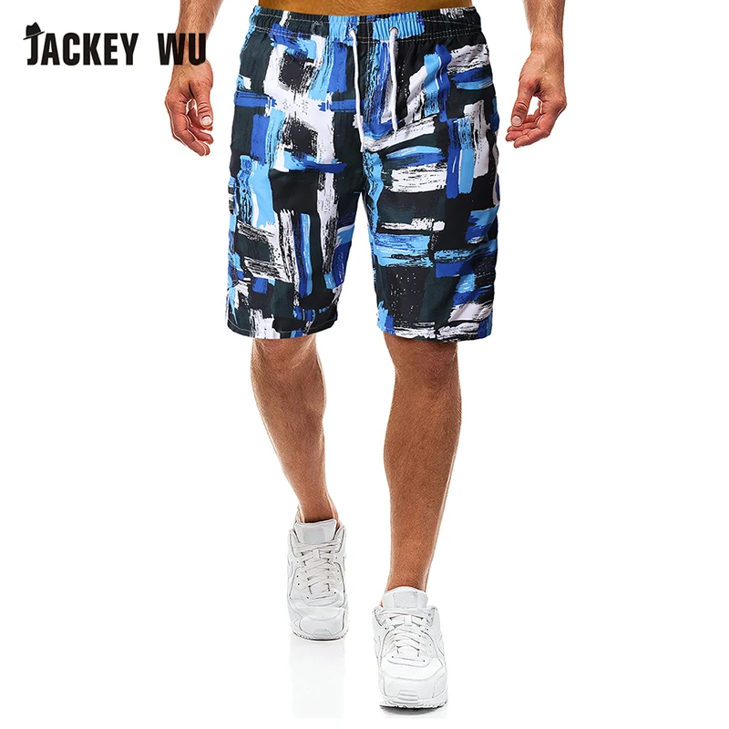 JACKEYWU бренд пляжные шорты Лето 2019 г. контраст цвет Бермуды повседневные пляжные шорты быстросохнущая купальники для малышек праздник