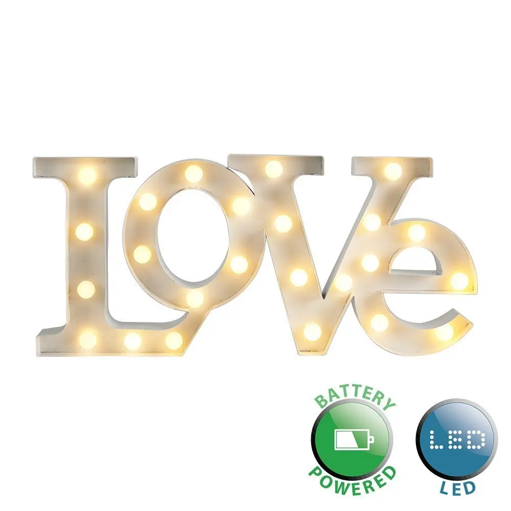 Contemporary Warm White LED Battery Operated LOVE Shaped Decorative