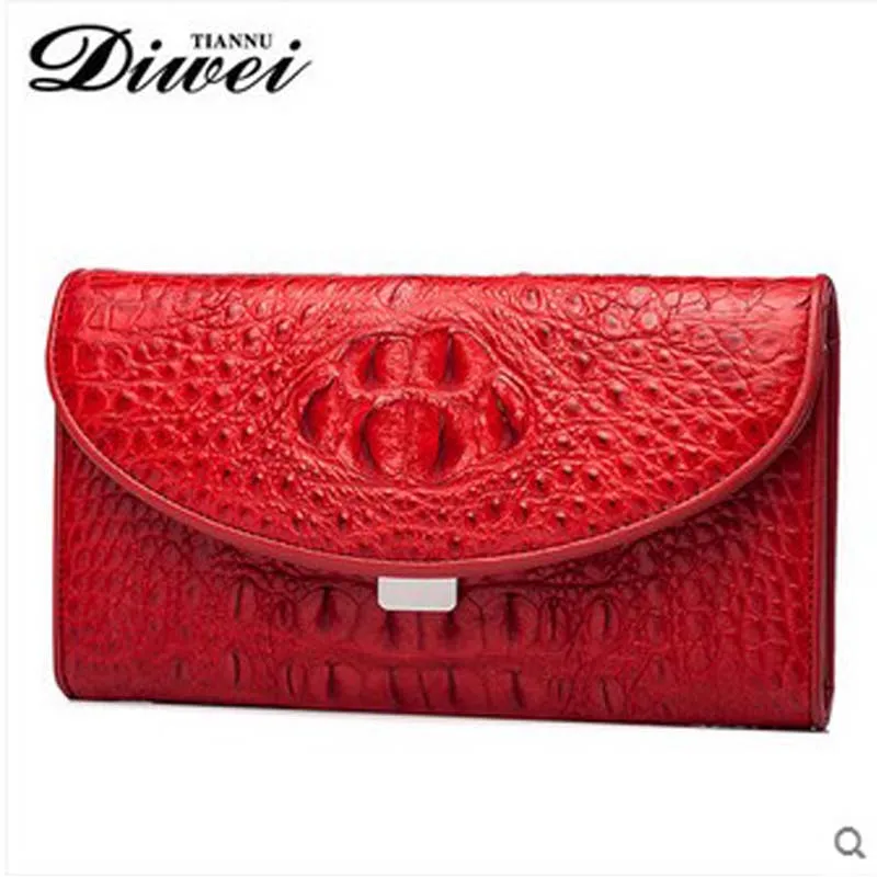 

diwei 2019 new hot free shipping women bag real crocodile skin women clutches women hand bag red color day clutches
