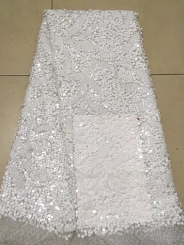 

NEW Beaded 3D sequined African lace fabric with feathers, hand-made 3D flowers in 2018, royal party dress dubai YYZ7521