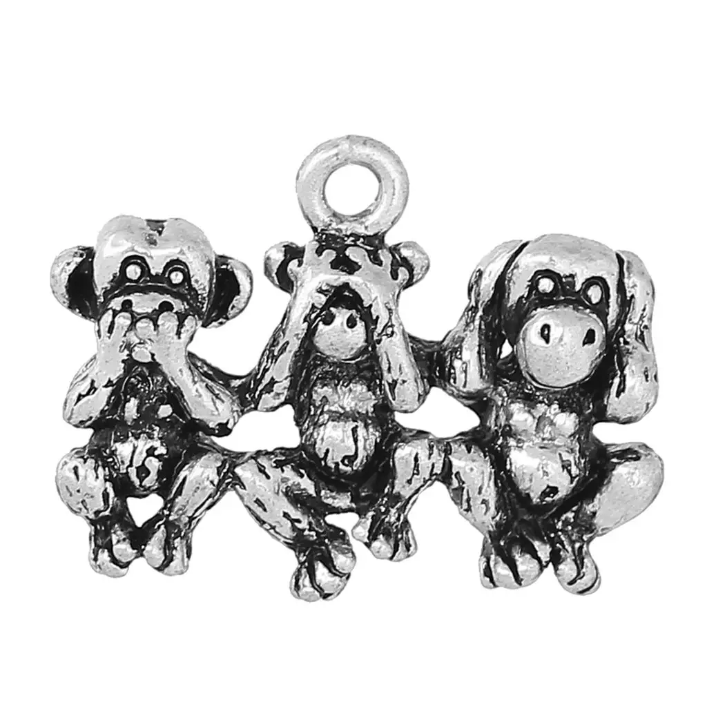 Подвески DoreenBeads из металлического сплава подвески в виде обезьяны античные