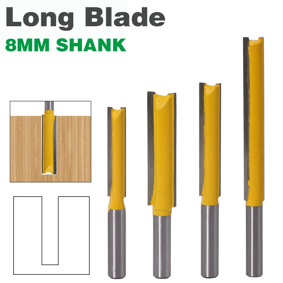 1 Pc8mm Shank Extra Long 3" Blade 8mm" Cutting Dia. Straight Router Bit