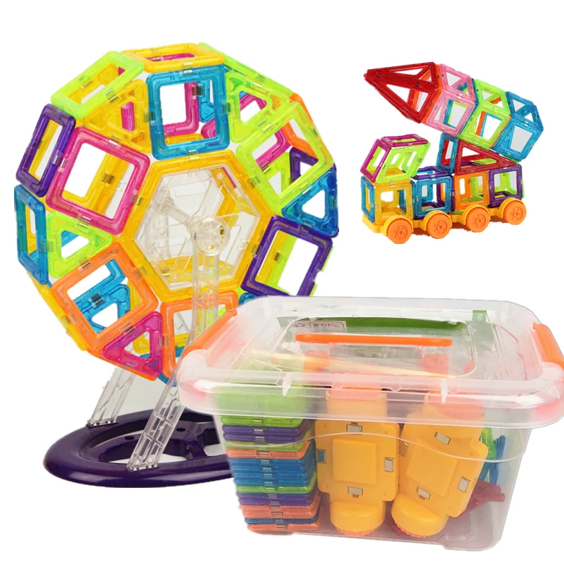 Online 142 Uds Mini bloques magnéticos de plástico de diseño magnético conjunto de construcción modelo y juguete de construcción juguetes educativos niños regalo con caja