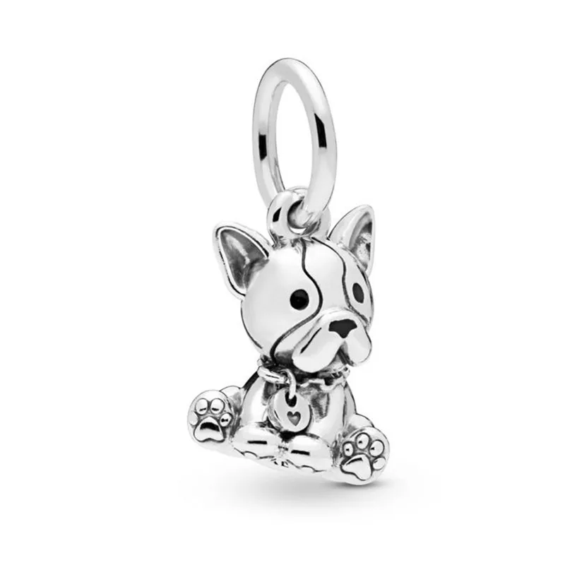 

2019 New 925 Sterling Silver Pendant Bead Bulldog Puppy Hanging Charm Fit Original Pandora Bracelet Necklace Women DIY Jewelry