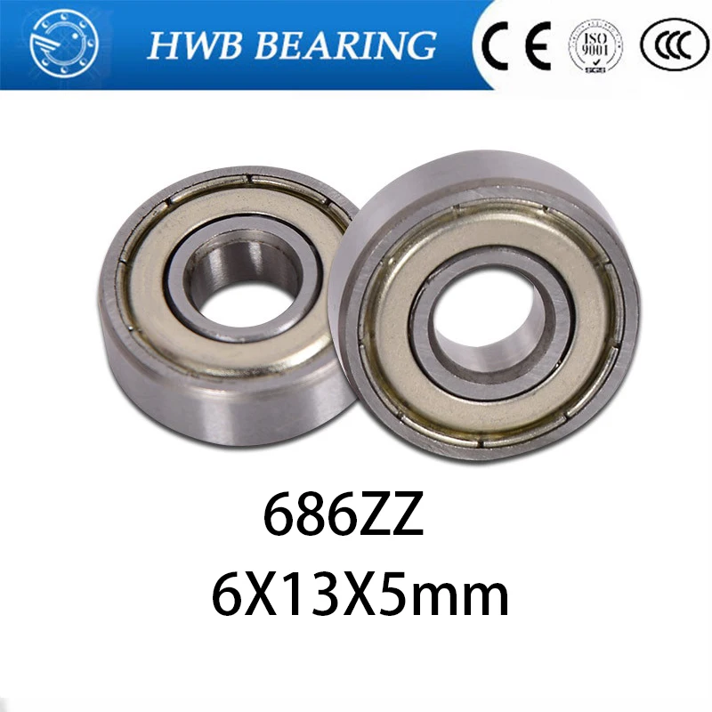 

4PCS 6X13X5 Metal Shields Bearings ABEC-3 686 ZZ