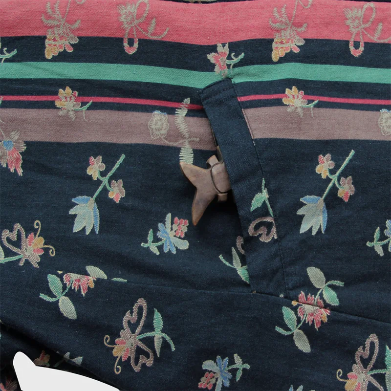 Johnature женские черные винтажные парки с цветочным принтом зимние хлопковые льняные теплые свободные пальто со стоячим длинным рукавом лоскутные парки