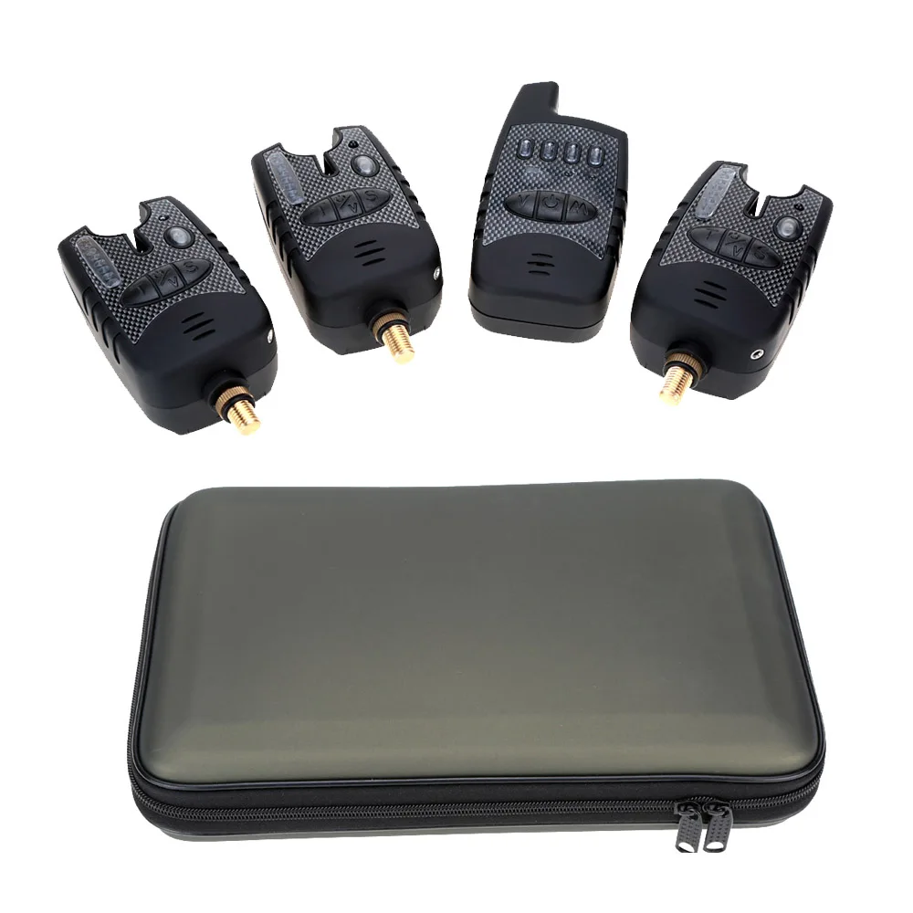 

Wireless Digital Water-resistant Fishing LED Alarm Set 3 Fishing Bite Alarm + 1 Receiver in Case Carp Fishing Alert