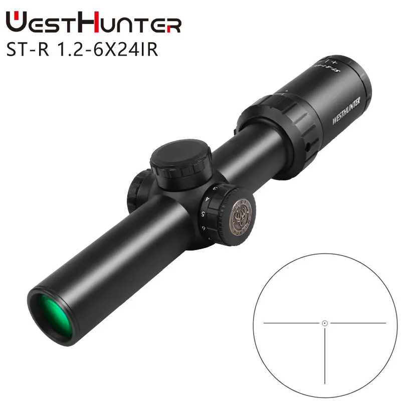 

WESTHUNTER ST-R 1.2-6X24IR Compact Tactical Target Scope Riflescopes 30MM Tube High Precise Optical Sights For AR 15 Rifle Gun