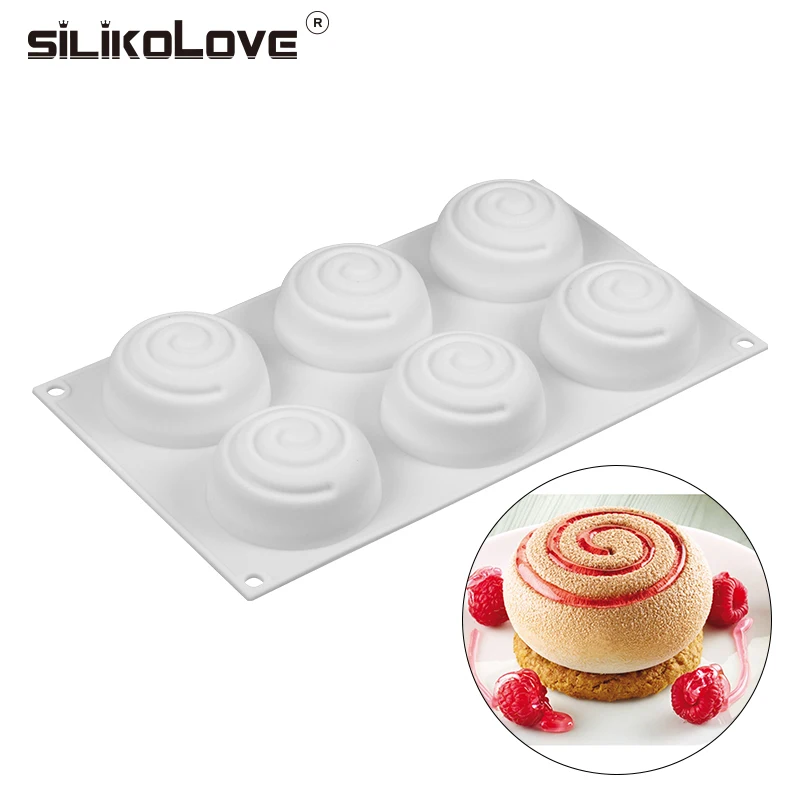 

SILIKOLOVE 3D Silicone Molds Round Ripple Shaped Mousse Dessert Cake Mold Not Stick Baking Cake Kitchen Goods Bakeware