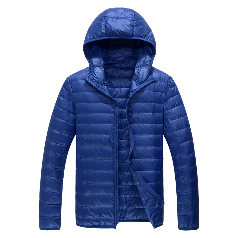 Зимняя Модная брендовая Ультралегкая куртка на утином пуху с капюшоном, складывающаяся уличная куртка с перьями, водонепроницаемая Теплая мужская одежда