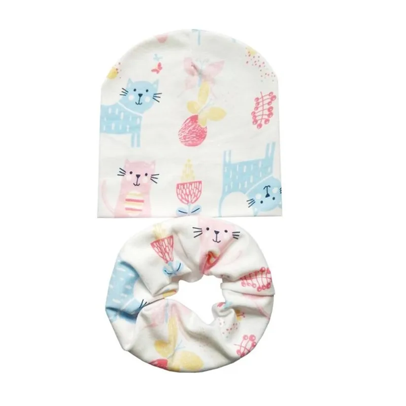 Cat Butterfly 2pc Новая мода осень-зима хлопок детская шапка шарф для девочек, для мальчиков детские вязаные шапки Кепки шарф-хомут для детей уход за кожей лица маска Аксессуары для шарфа - Цвет: Cat Butterfly 2pc