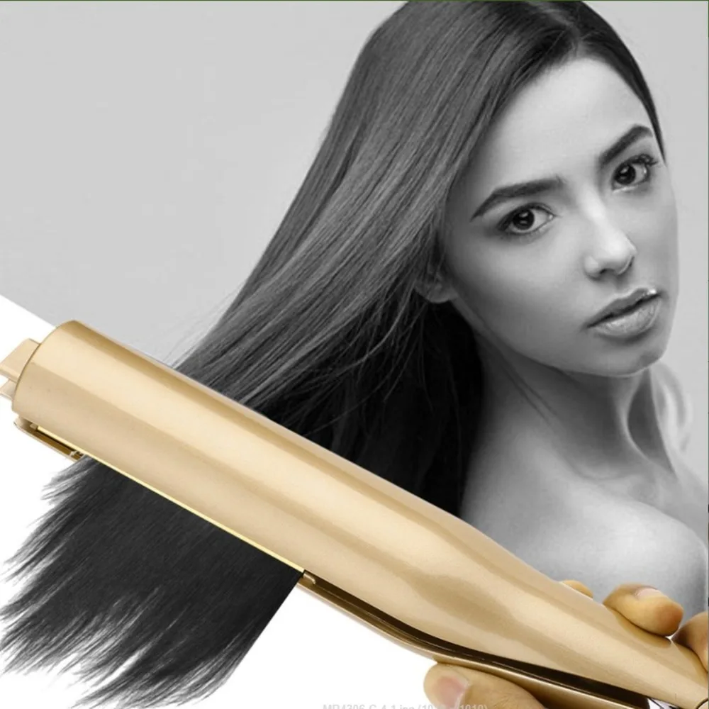 Comprar Pro 2 en 1 rizador de cabello rizado y alisado plancha de pelo rizador de cabello mojado y seco enchufe de EE. UU. REINO UNIDO UE AU dropshipping