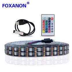 Foxanon USB DC 5 В Водонепроницаемый 5050 RGB Led 0,5 м 1 м 2 м 3 м 4 м 5 м 60led/м гибкий свет ИК-пульт для ТВ спальни Рождество