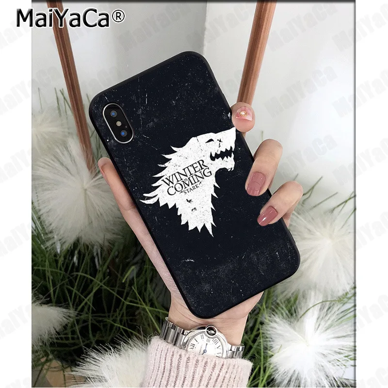 MaiYaCa Игра престолов волк узор ТПУ Мягкие аксессуары для телефонов Чехол для Apple iPhone 8 7 6 6S Plus X XS MAX 5 5S SE XR