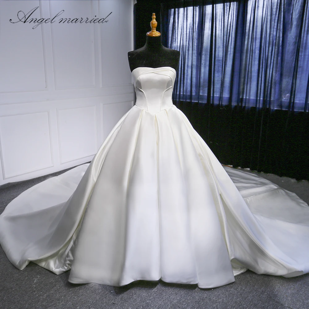 Angel Married Wedding Dresses Simple Wedding Gown With Long Tail
