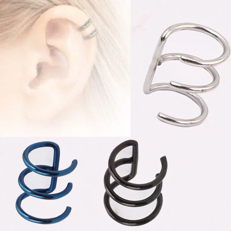 

16G EAR CUFF SILVER GOLD HELIX CARTILAGE EARRING EMO GOTH EARRING Tragus Piercing Body