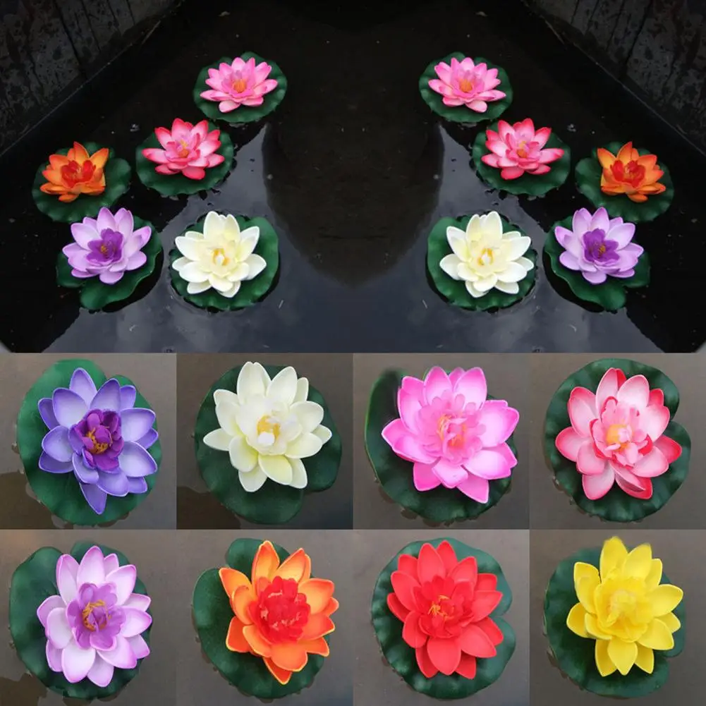

Artificial Water Lily Floating Flower Lotus Home Yard Pond Fish Tank Decor NEW