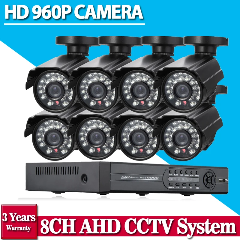 Home 8CH CCTV Security System 8 channel HDMI 1080P AHD DVR HD 960P 1 3MP outdoor