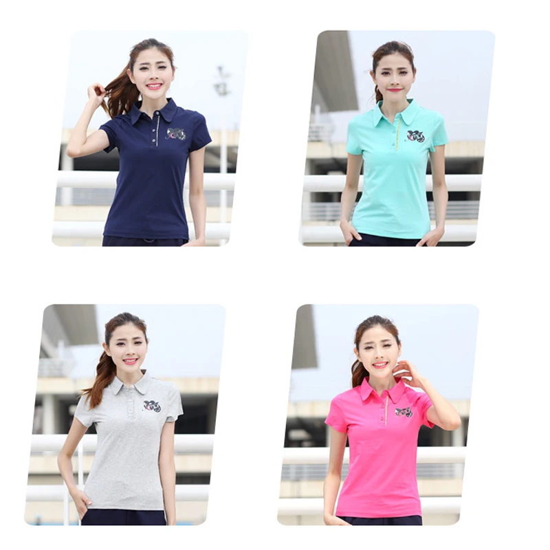 ZYFPGS Summer Fashion Pure Color Lapel Camisa Feminina Casual Button Horse Shirt Slim Horse Women Cotton Polos Mujer L0519