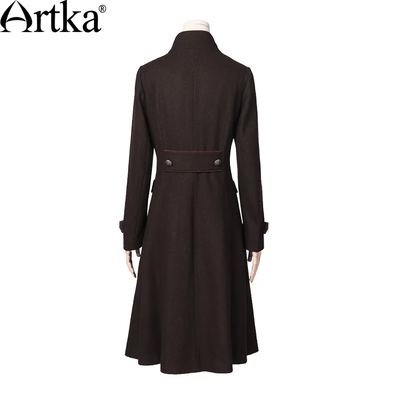 Fa12061q Brown Femmes Vintage Pardessus Vestes De Automne Artka Laine Breasted Dames Chevalier Veste 2018 Manteau D'hiver Double pa1qBnZFx