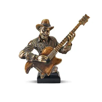 

WU CHEN LONG 45cm Personality Music Guitar Bust Statue Abstract Figure Musician Figurine Resin Art&Craft Home Decoration R1441