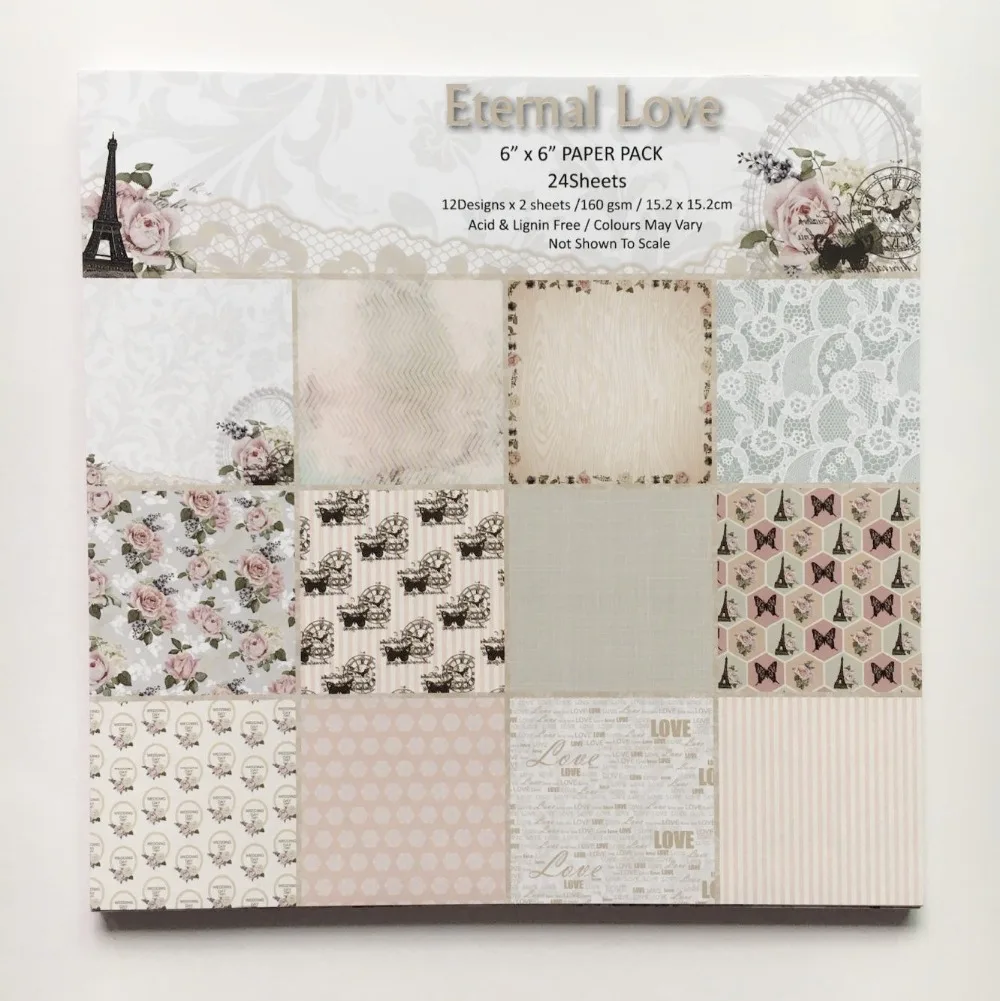 

new 6 inch 24sheets scrapbook paper origami paper Eternal Love theme patterns ,DIY Background Card Making Handmade Home deco