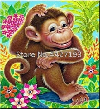 

new Diamond Painting lovely Monkey 3d diy Diamond with Cross Stitch kits Painting Fulll 5D Diamond Mosaic Decor
