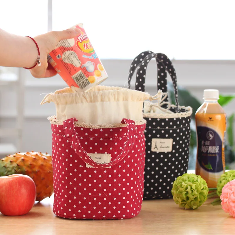 Cartoon Dot font b Lunch b font font b Bags b font Thermal Insulated Cooler font