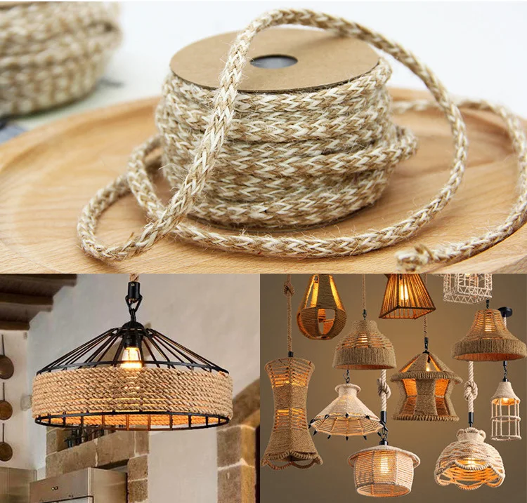 

6mm*10M Natural Hemp Rope for Vintage Rustic Wedding Decoration Birthday Packing rope Supplies Natural & Beige Weaving Rope