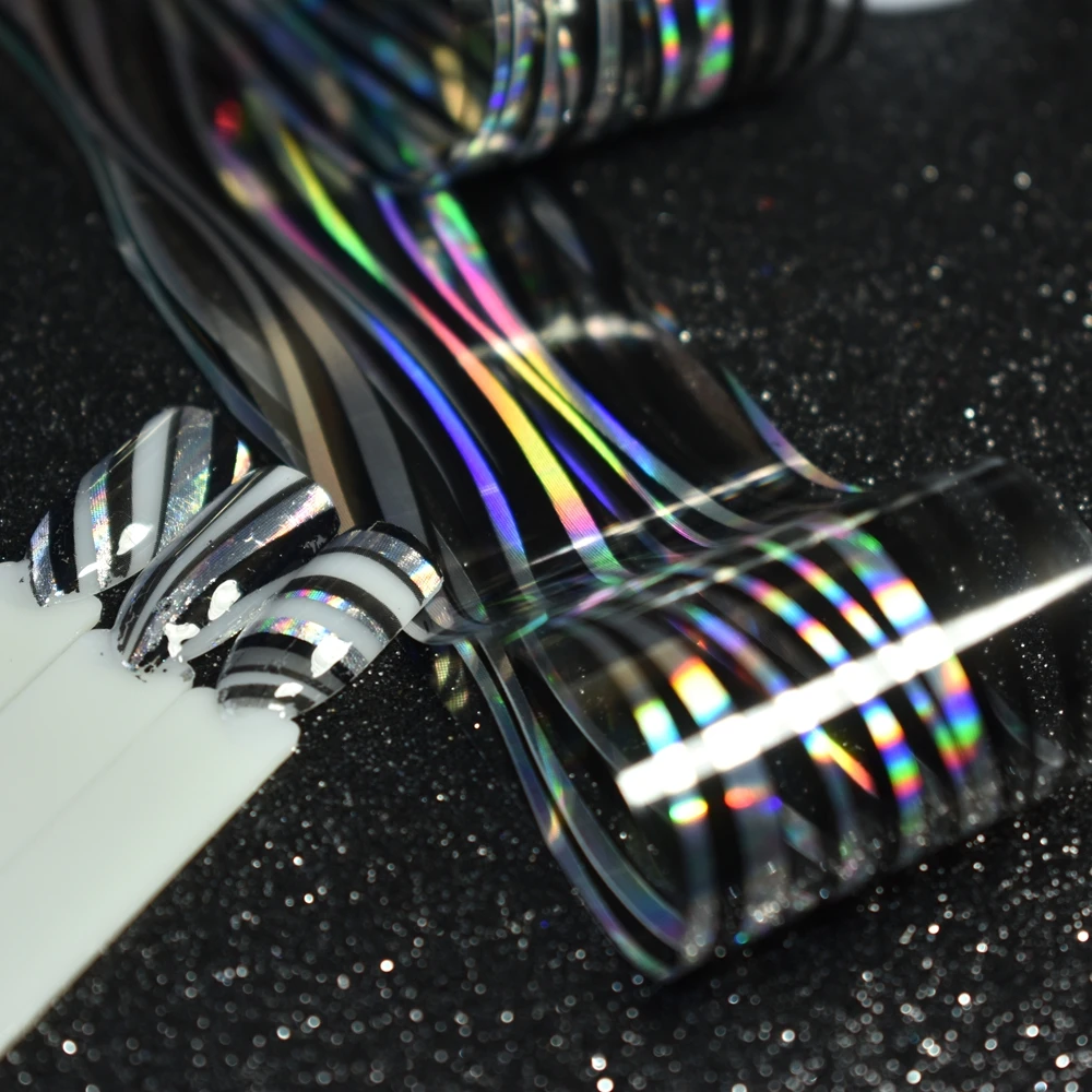 

1 Roll of 100x4cm Nail Art Polish Glue Transfer Foil Tips Sticker Black Silver Clear Wind Style