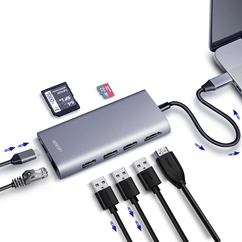 Док станция для Macbook/Pro/2018 Macbook Air/New ipad pro HP Dell xps Latitude Acer ASUS Lenovo Thinkpad Yoga USB C док