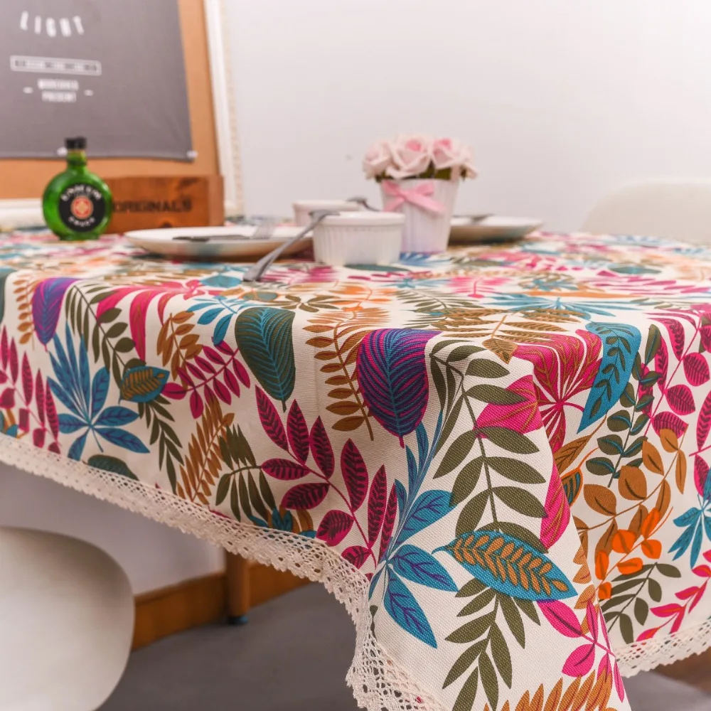 Colorful leaf tablecloth American rustic style tablecloth cotton thick