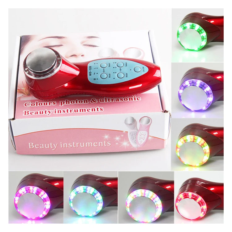 Cuidados com a Pele Fóton Ultra-som Ultra-sônico Facial Limpador Anti Envelhecimento Rugas Removedor Beleza Massageador 3mh Led 10 Cheap Utensílios de cuidado facial