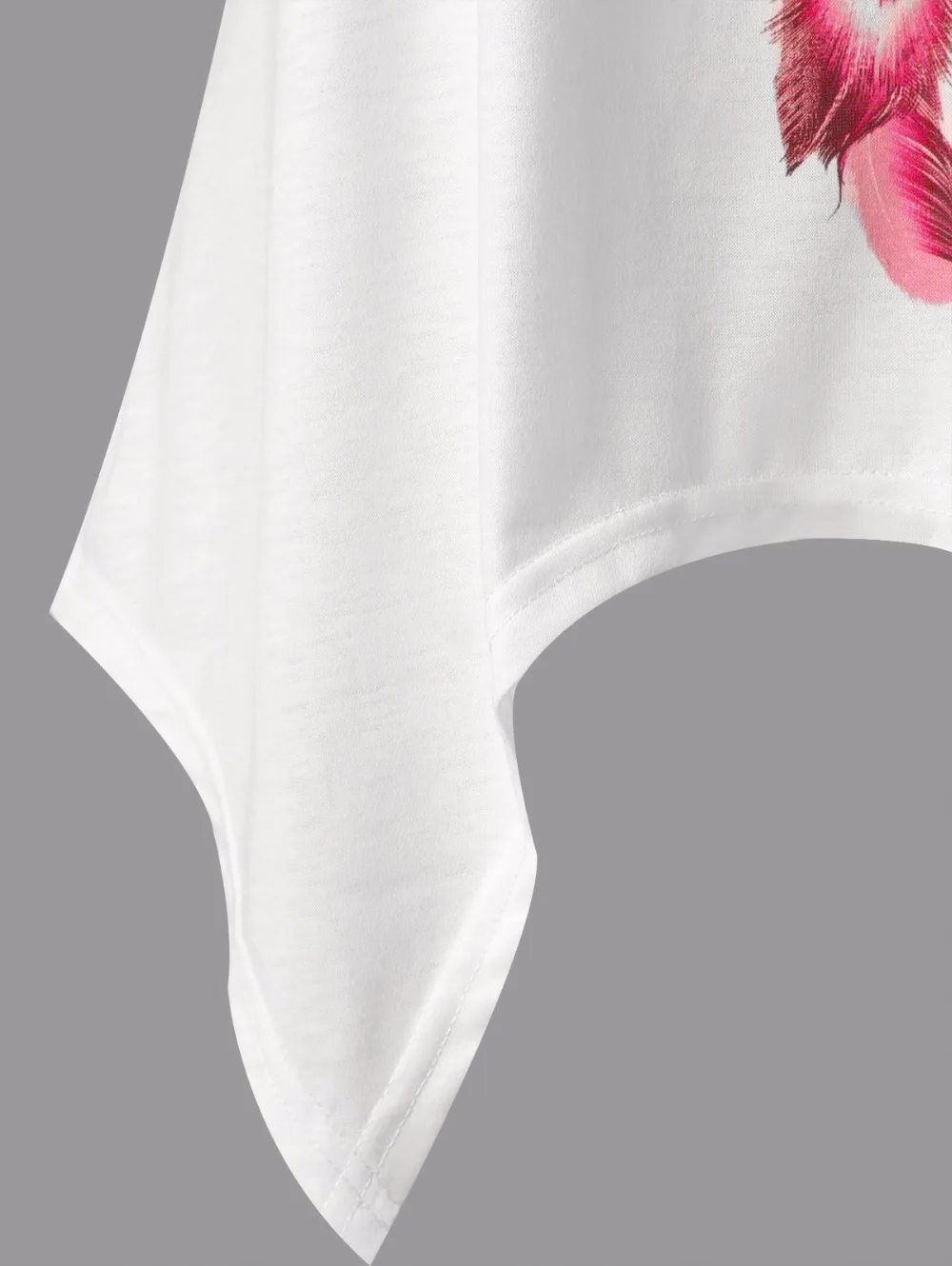 VESTLINDA Feather Print Lace Insert Handkerchief Tank Top Women Clothing Racerback Tank Top Summer 2018 Swing Tunic Tank Tops 10