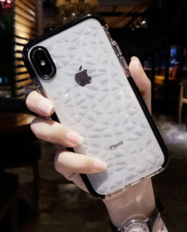 Противоударный Прозрачный чехол для телефона с алмазной текстурой для iPhone 11 Pro Max XR XS Max 10 8 7 6s Plus силиконовый чехол Аксессуары