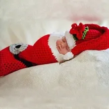 2016 Top hand-hooked wool baby Christmas sets of clothes newborn photo props Photography Props Hat and Sleeping Bag 5SY108