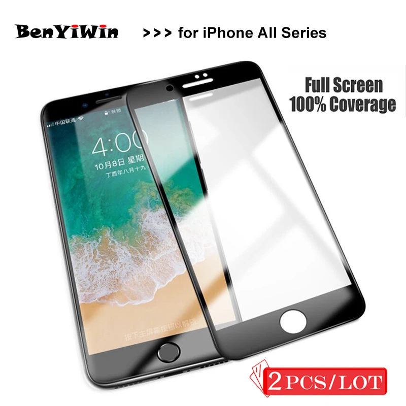 

2PCS protective glass for iPhone 6 6S 7 8 plus glass on iphone 7 6 8 X XR XS MAX screen protector iPhone 5 5S screen protection