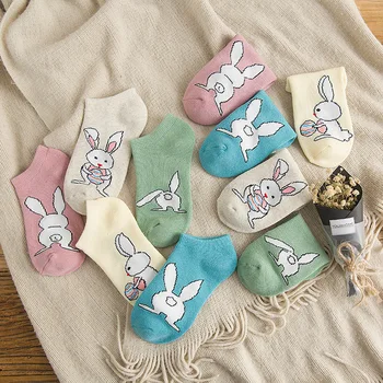 

PEONFLY Thick terry cotton funny women korean cute cartoon small white rabbit socks