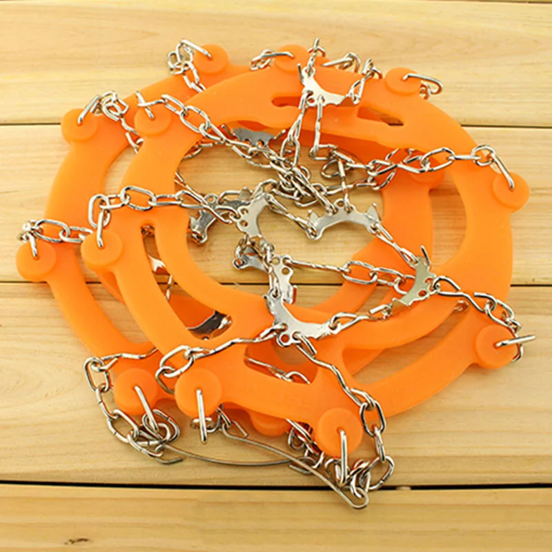 JUP 10 Teeth Claws Crampons Non-slip Shoes Cover Stainless Steel Chain Outdoor Ski Ice Snow Hiking Climbing Grippers With Sripe